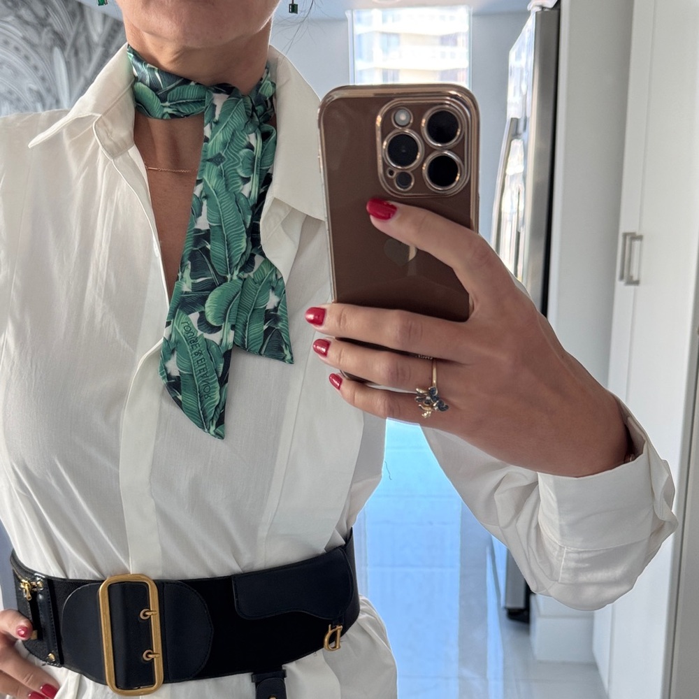 Louise & Eleanor Tropical Silk Skinny Scarf